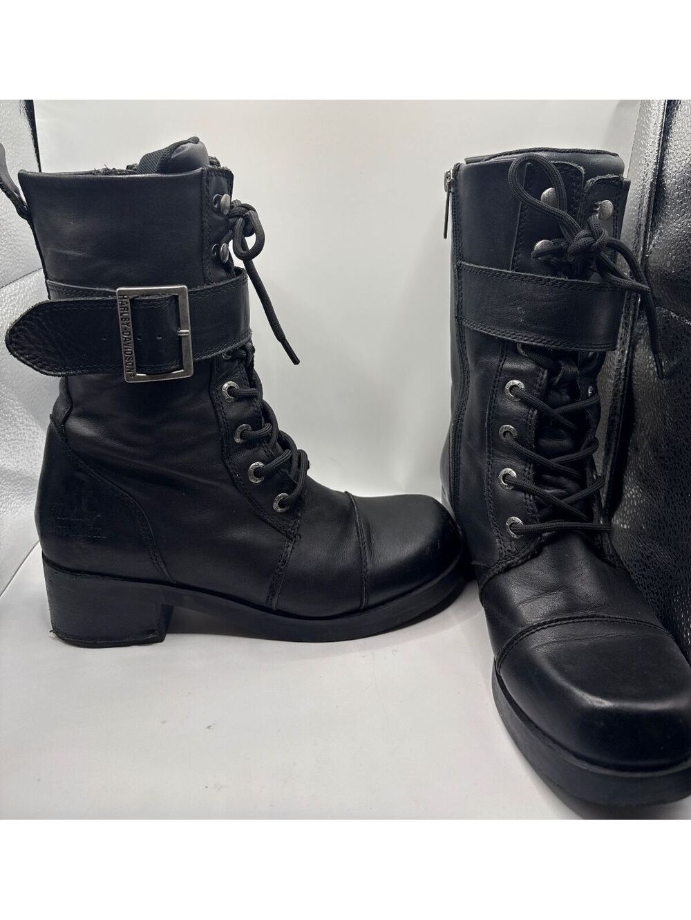 Harley-Davidson® Women's Jammie Black 8-Inch Boots 2-Inch Heel Size 9 eur 40